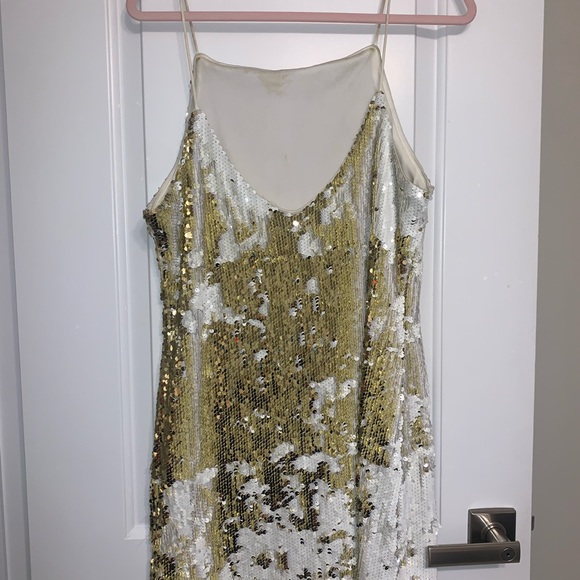 White and gold sequin mini dress - Picture 4 of 5
